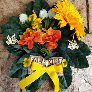 Sunflowers Fall Wreath Sign Thanksgiving Bird Sign Door Wall Hanger Decor Gift